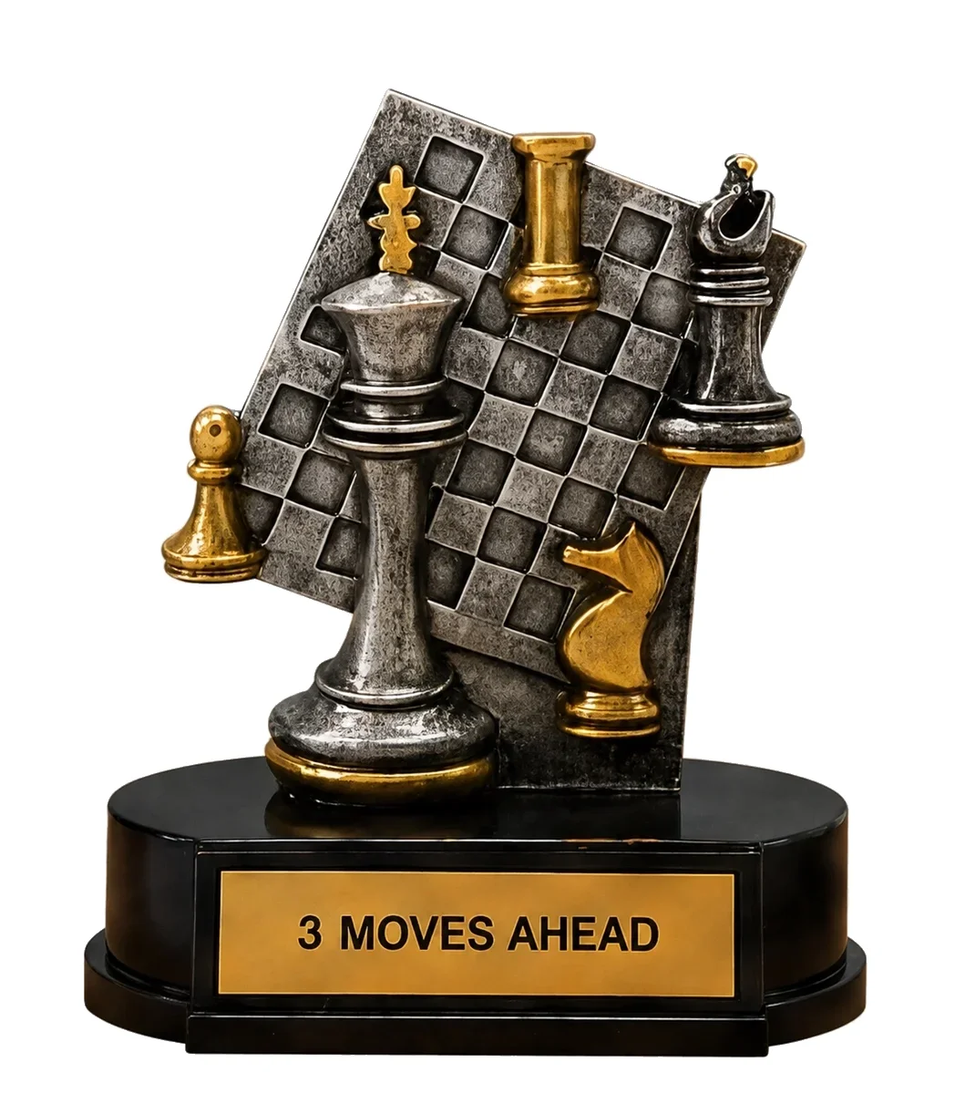 3 MOVES AHEAD trophy marker