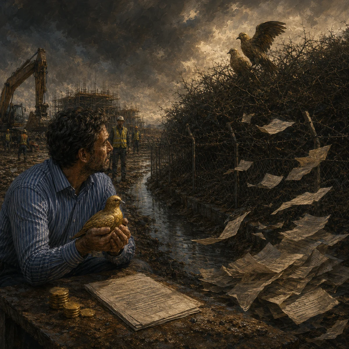 A bird in the hand is worth two in the bush practical construction wisdom artwork