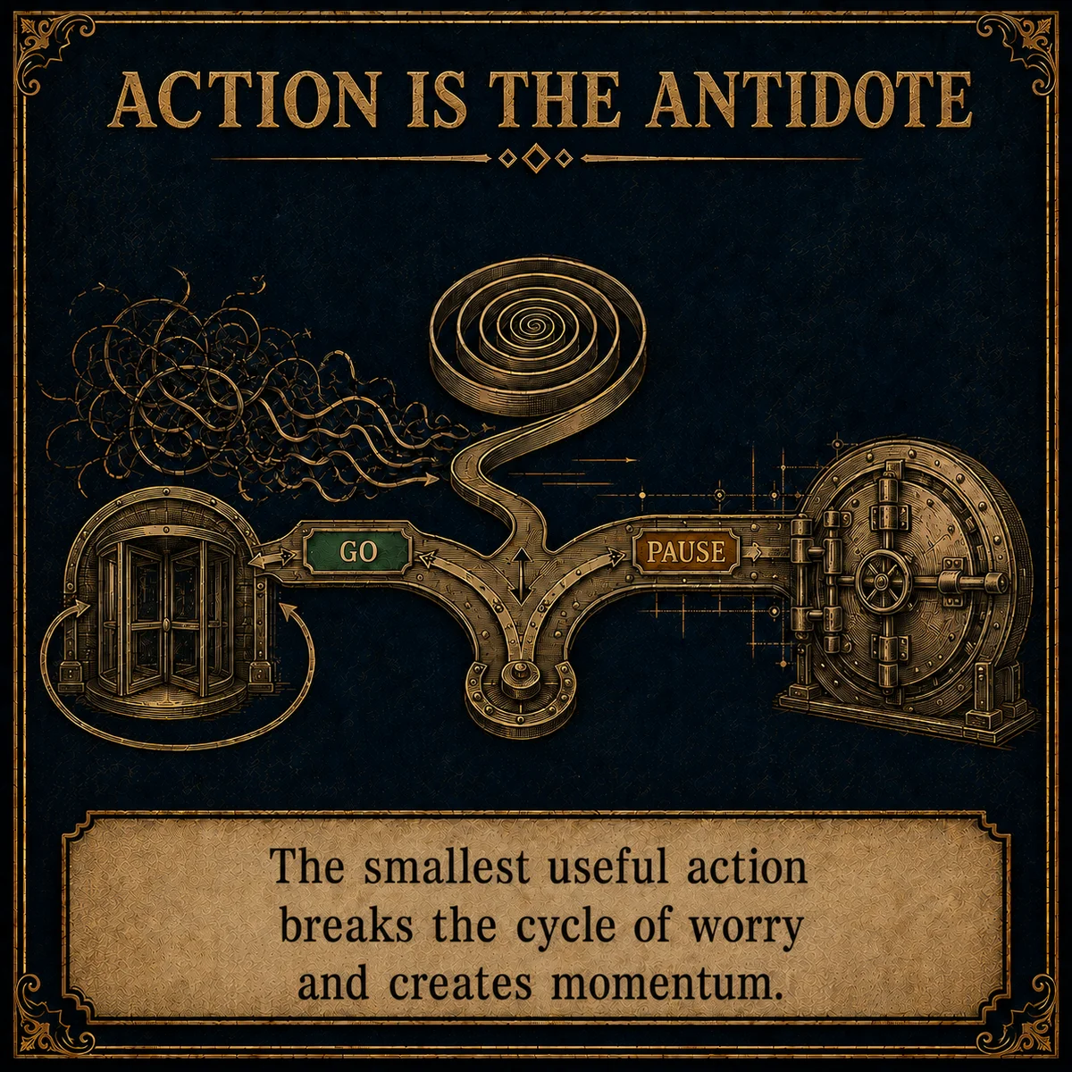 Action Is the Antidote operating law artwork