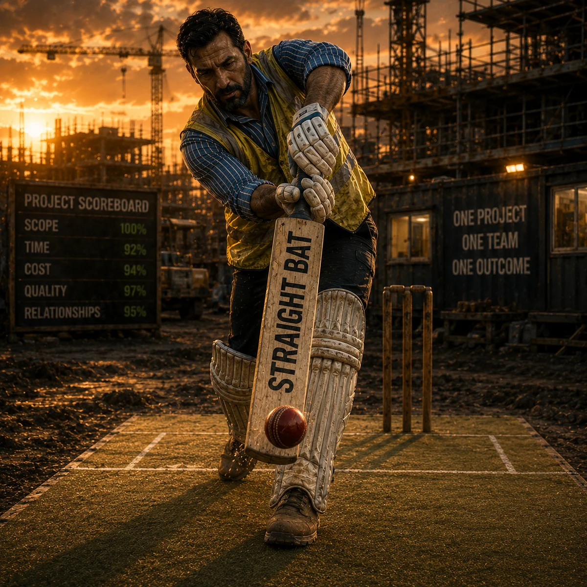 Always play a straight bat practical construction wisdom artwork