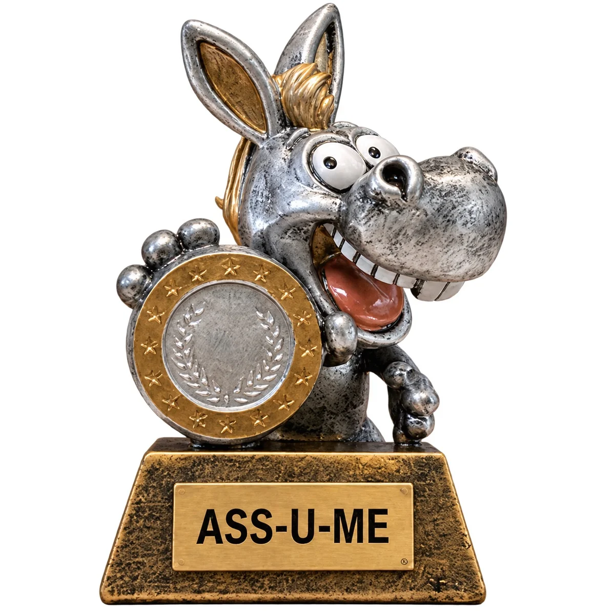 ASS-U-ME trophy marker