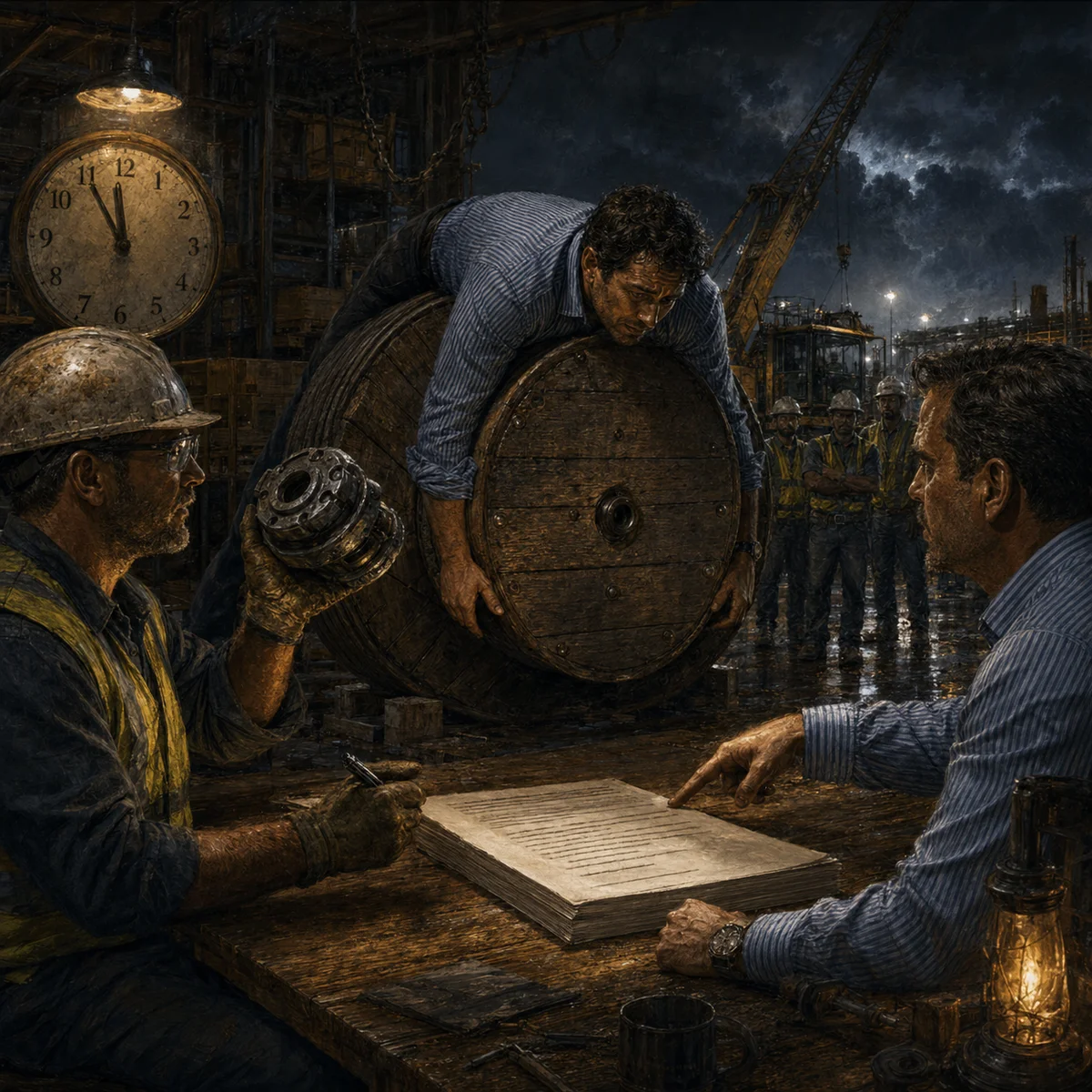 Bent over a barrel practical construction wisdom artwork