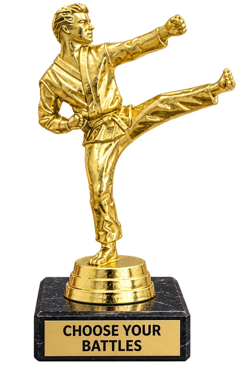 CHOOSE YOUR BATTLES trophy marker