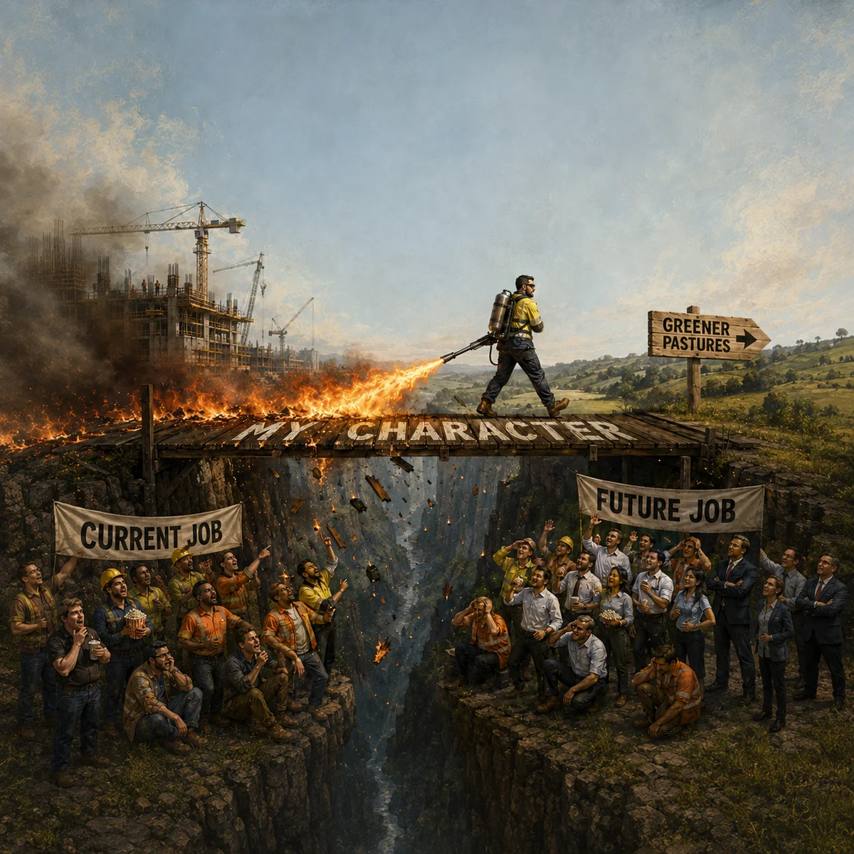 Don't burn your bridges practical construction wisdom artwork