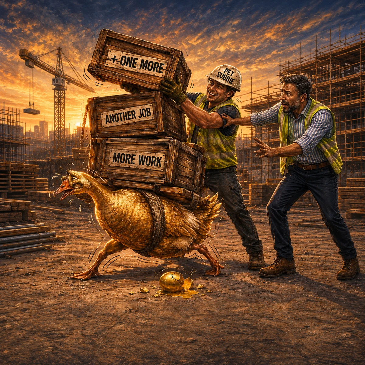 Don't kill the golden goose practical construction wisdom artwork