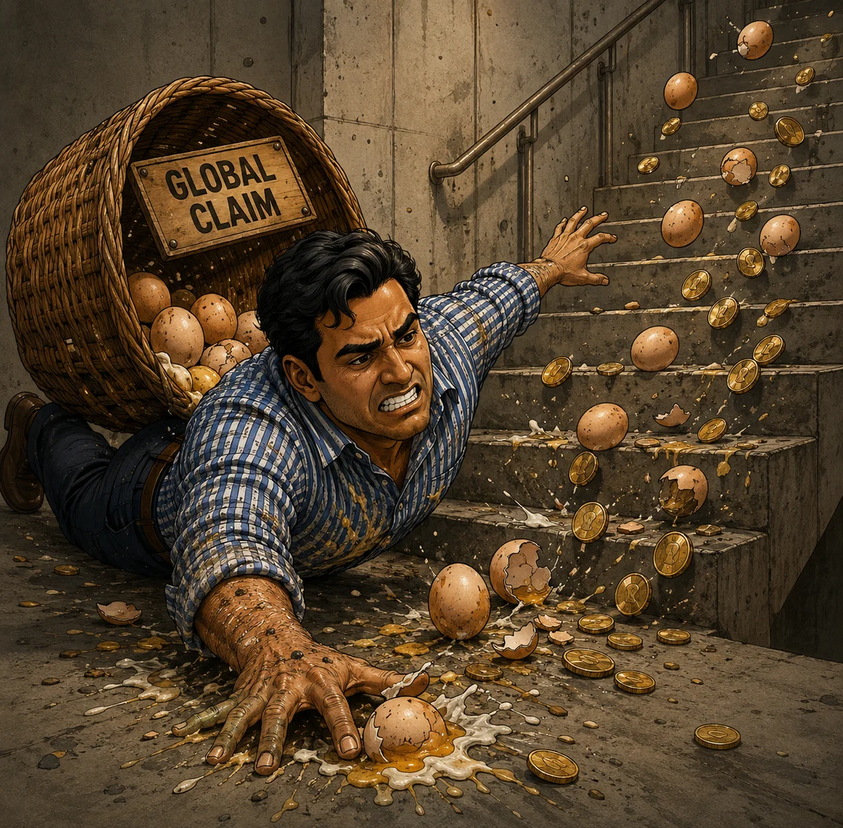 Don't put all your eggs in one basket practical construction wisdom artwork