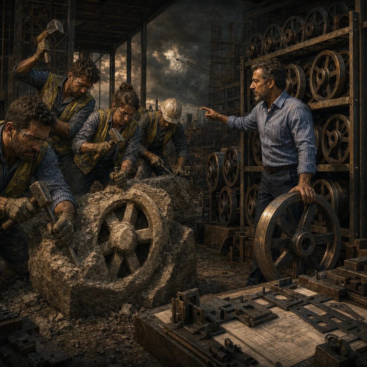 Don't reinvent the wheel practical construction wisdom artwork