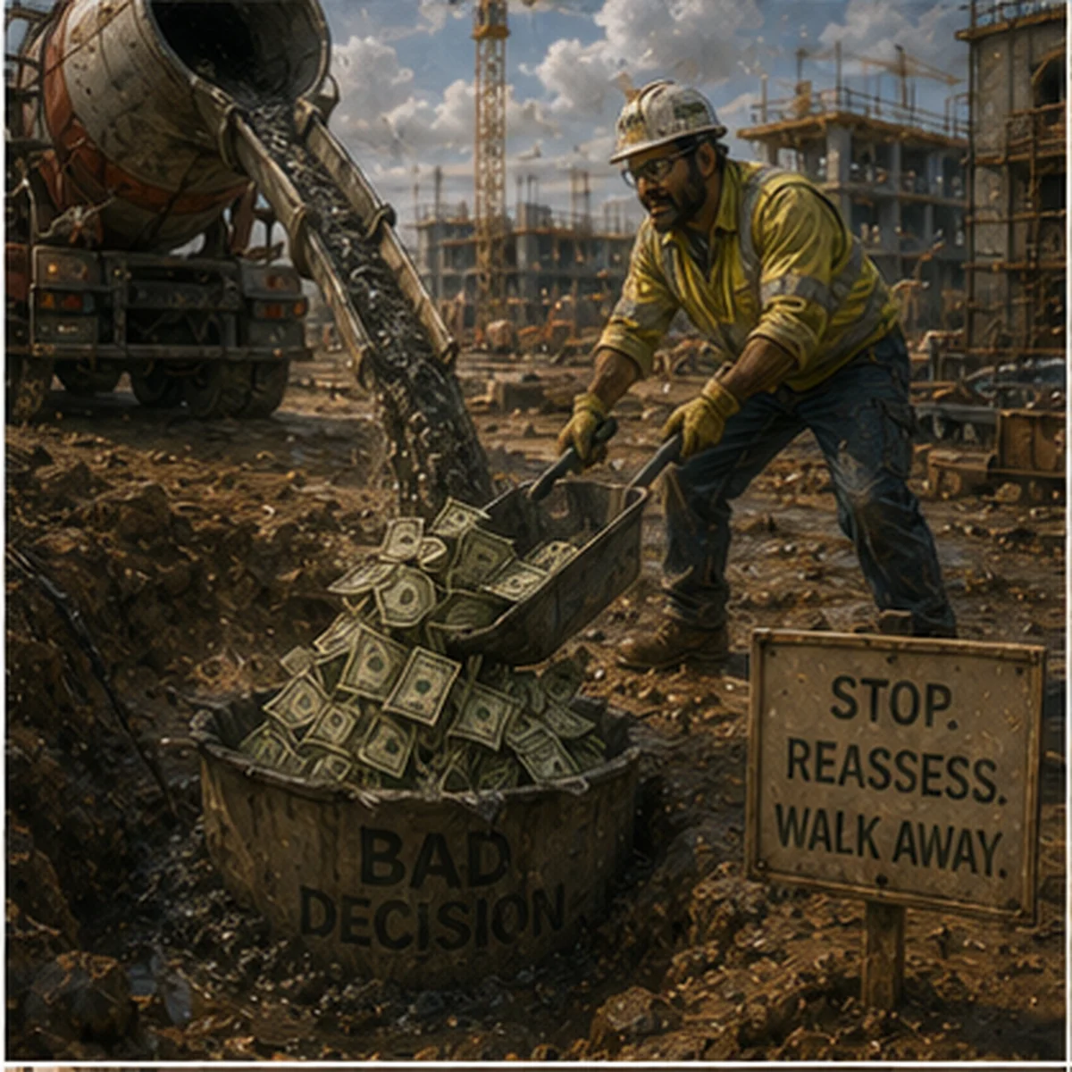 Don't throw good money after bad practical construction wisdom artwork