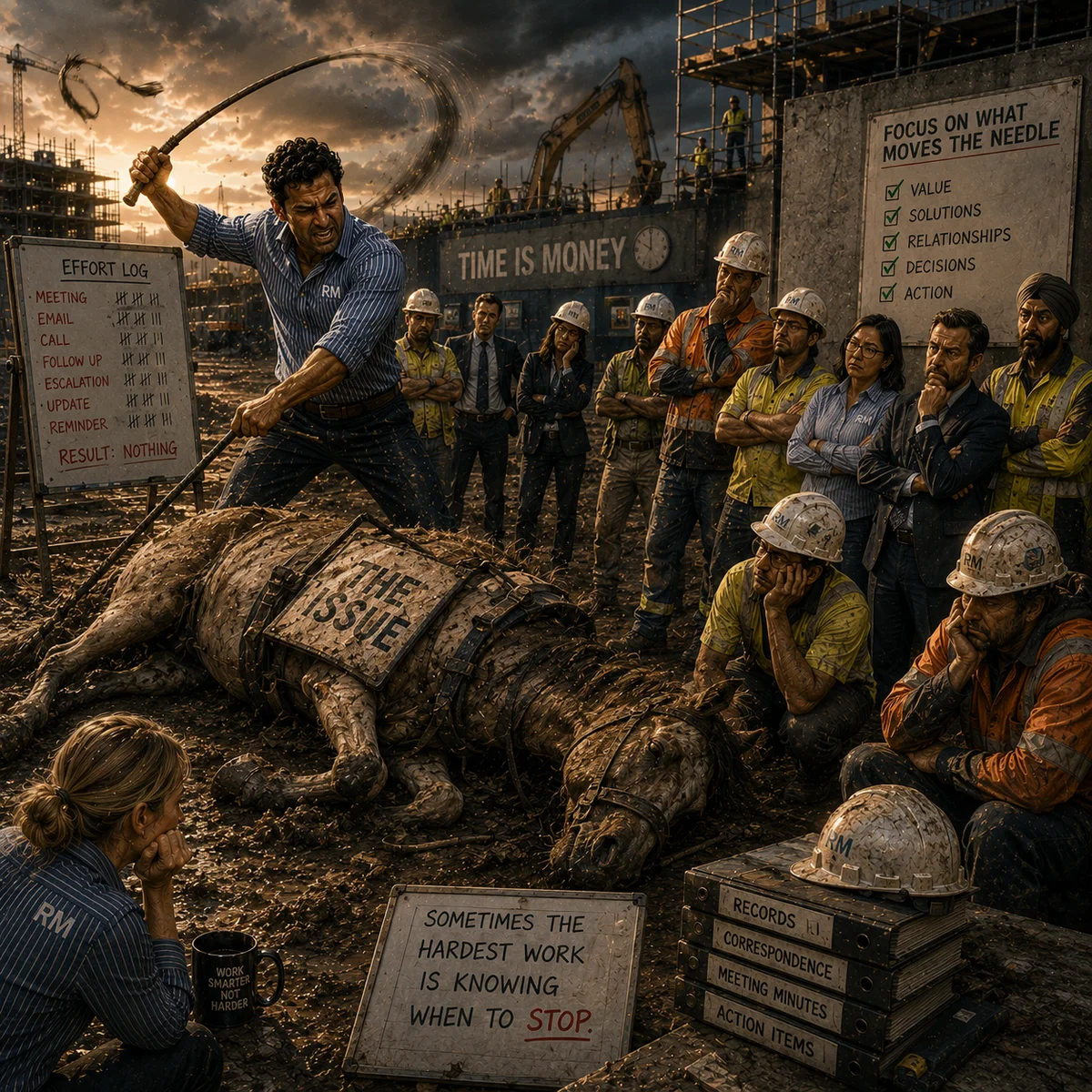 Flogging a dead horse practical construction wisdom artwork