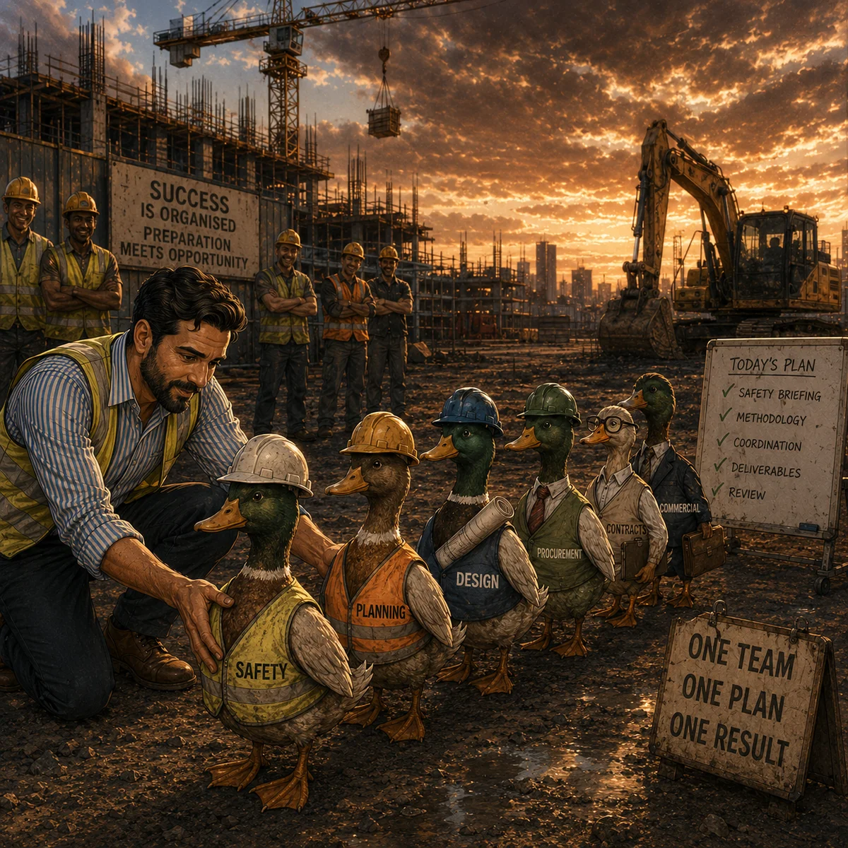 Getting your ducks in a row practical construction wisdom artwork