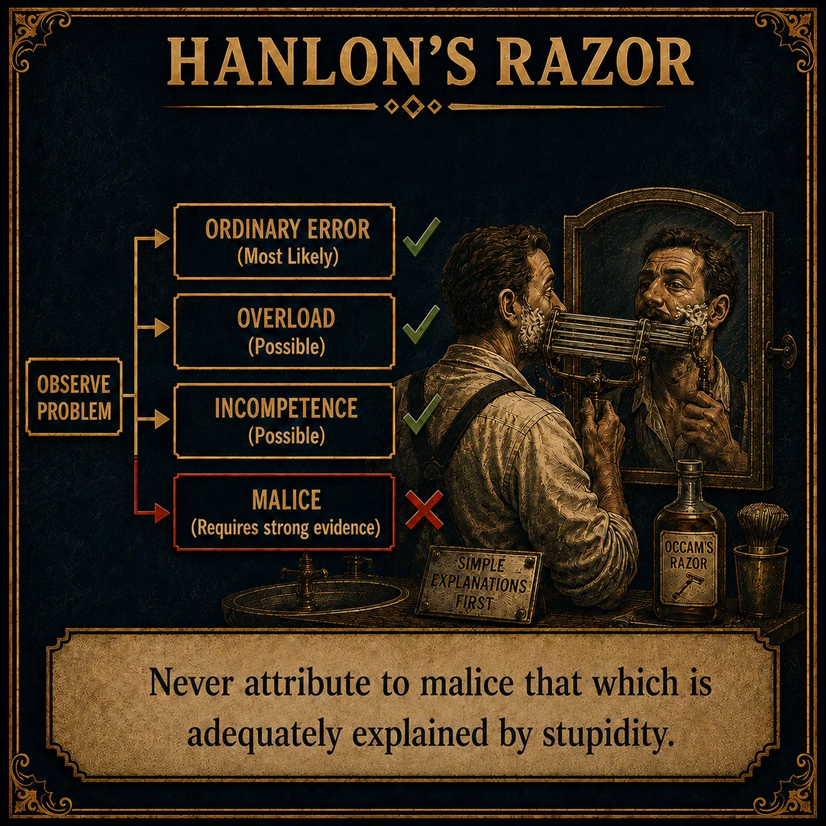 Hanlon's Razor operating law artwork