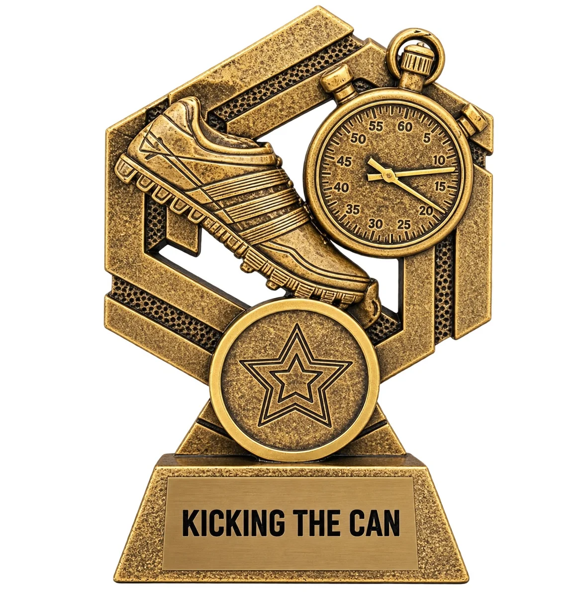 KICKING THE CAN trophy marker