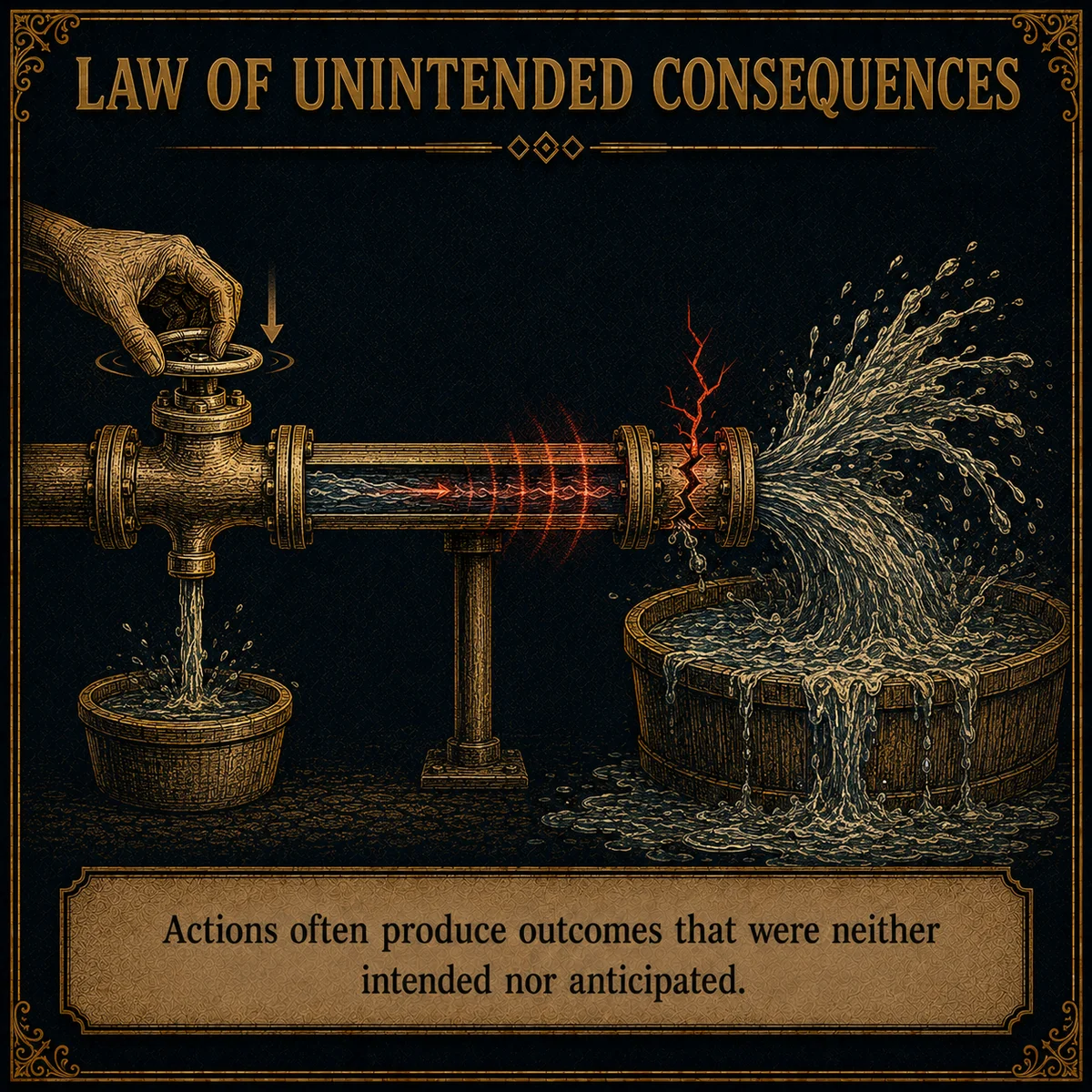 Law of Unintended Consequences operating law artwork