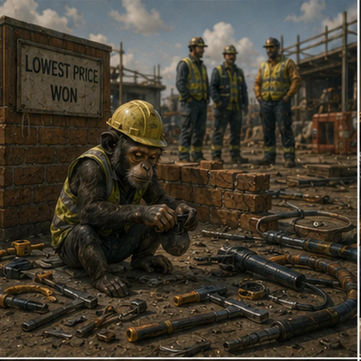 Pay peanuts get monkeys practical construction wisdom artwork