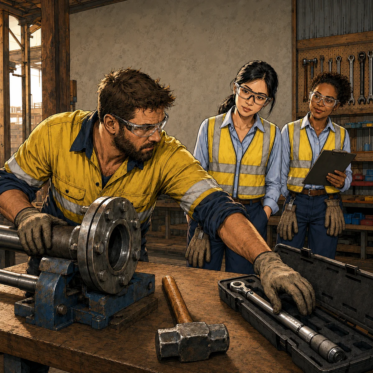 Right tool for the job practical construction wisdom artwork