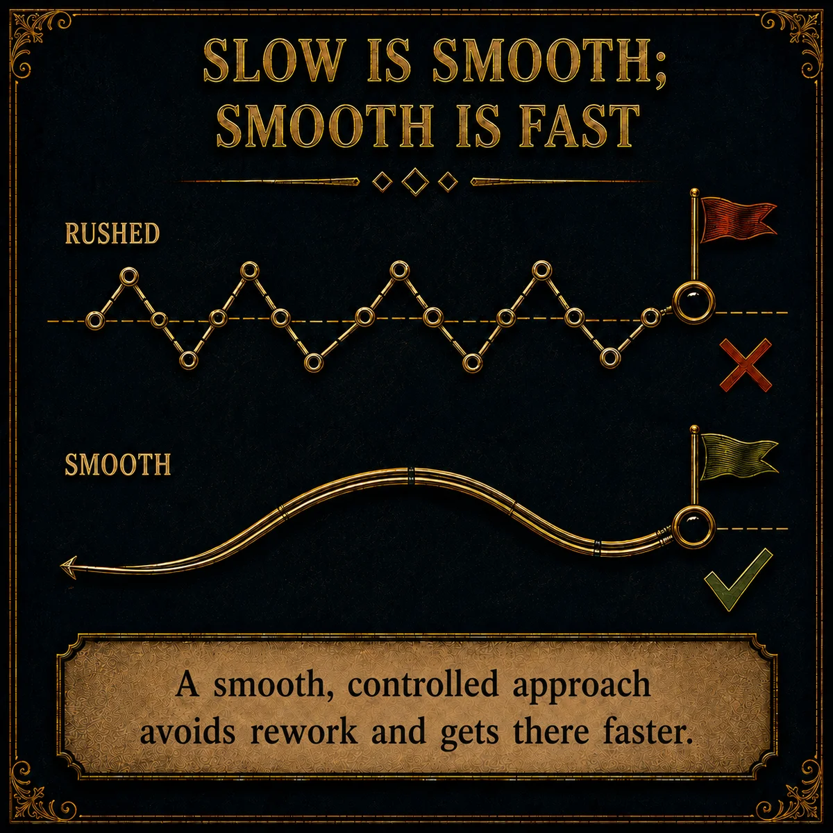 Slow Is Smooth, Smooth Is Fast operating law artwork