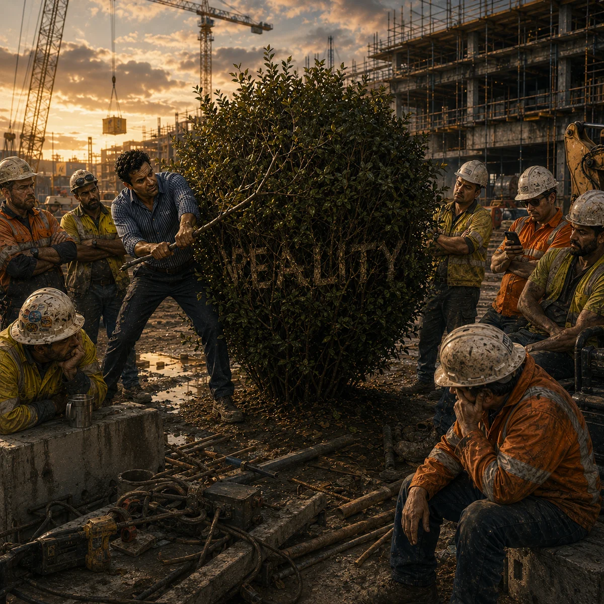 Stop beating around the bush practical construction wisdom artwork