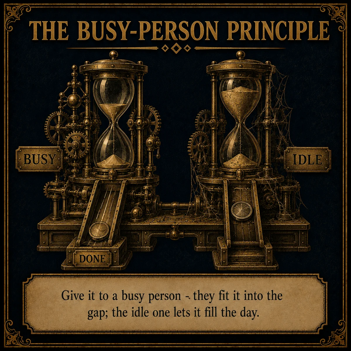 The Busy-Person Principle operating law artwork