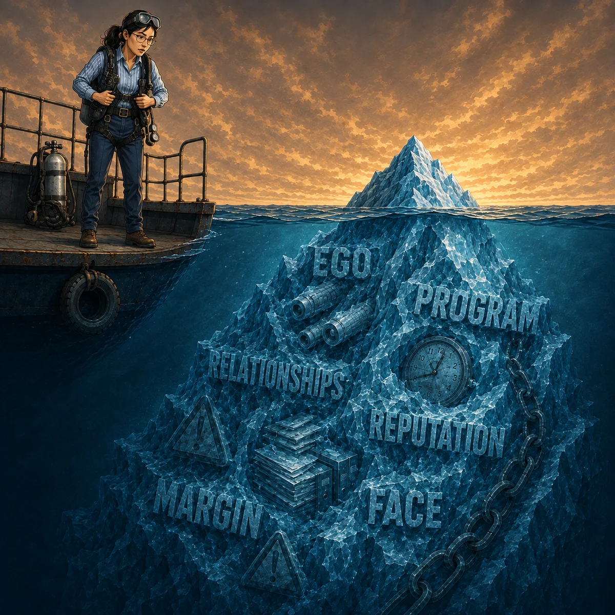 Tip of the iceberg practical construction wisdom artwork