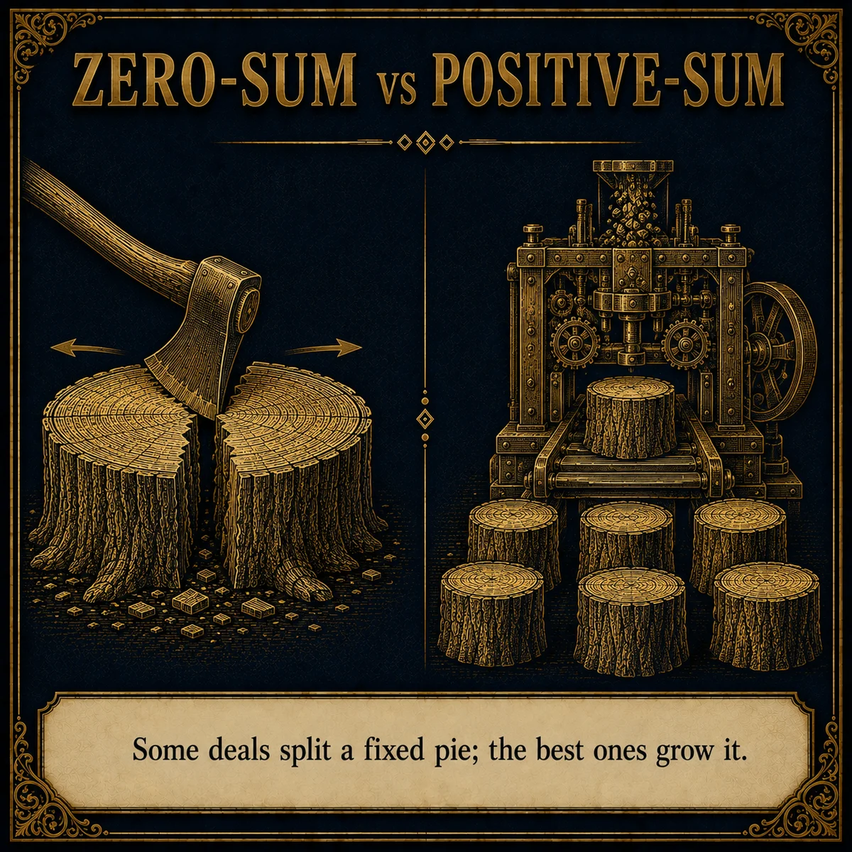 Zero-Sum vs Positive-Sum operating law artwork