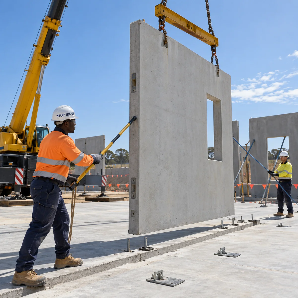Precast concrete and tilt-up panels on an Australian construction site