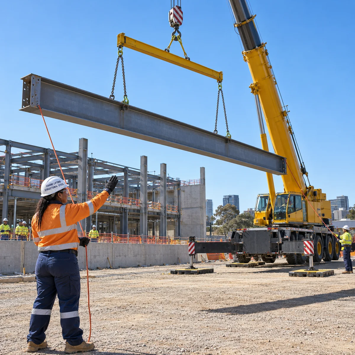 Structural steel on an Australian construction site