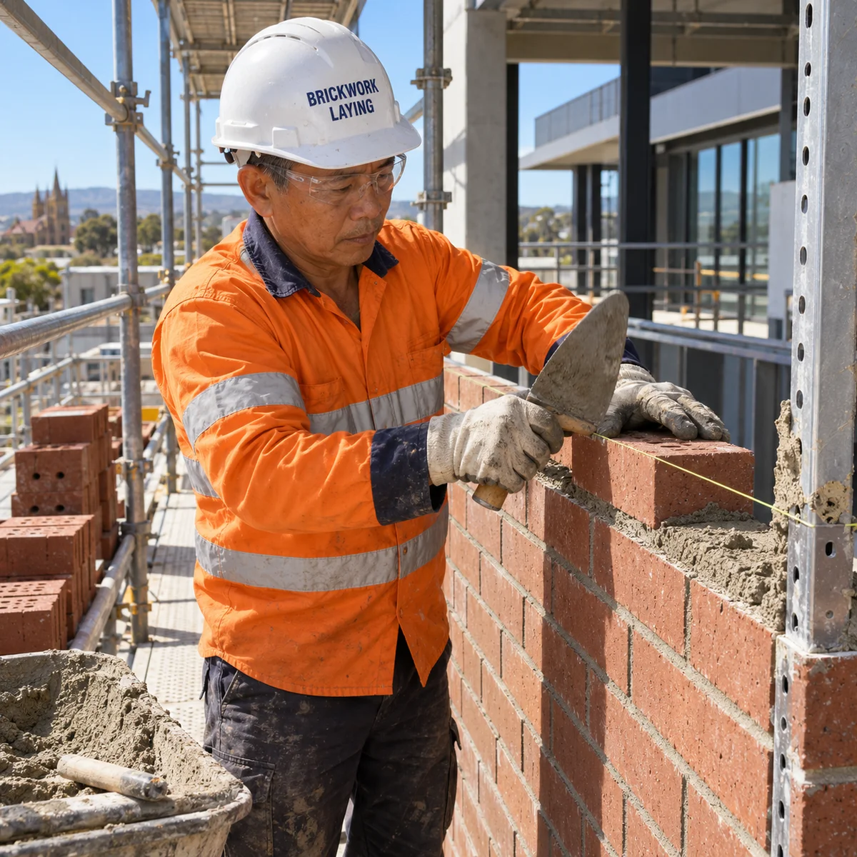Brickwork and blockwork on an Australian construction site